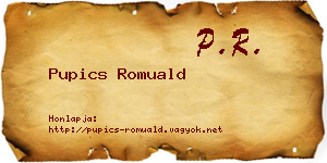 Pupics Romuald névjegykártya